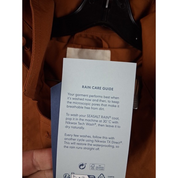 NEW Seasalt Cornwall Coat 12P Brown Organic Tin Cloth Rain Trenchcoat Penweather - Picture 8 of 13